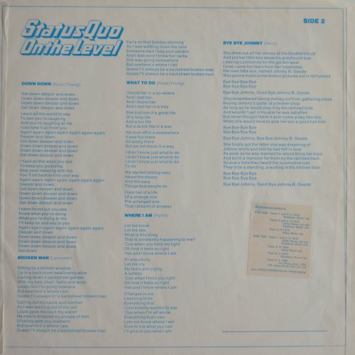 ON THE LEVEL Inner Lyric Sheets (First Issue) Side B