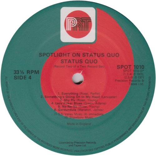 SPOTLIGHT ON STATUS QUO VOLUME 1 Label v1 - Disc 2 Side B