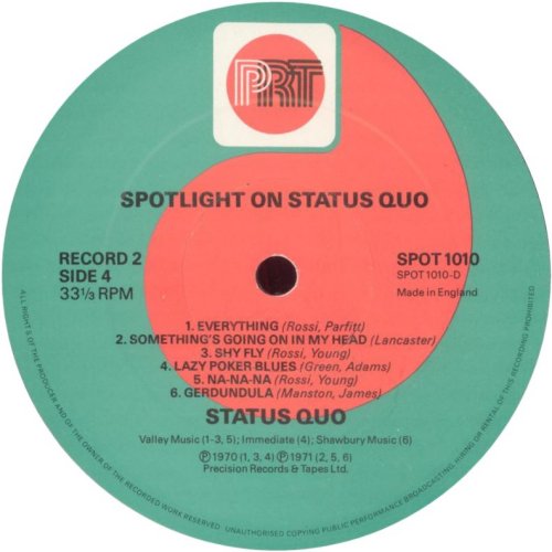 SPOTLIGHT ON STATUS QUO VOLUME 1 Label v2 - Disc 2 Side B