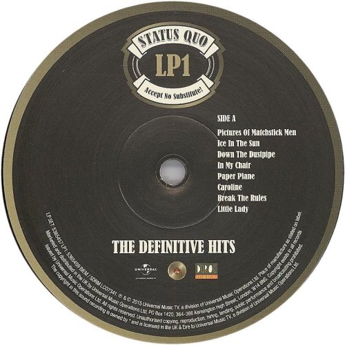 ACCEPT NO SUBSTITUTE - THE DEFINITIVE HITS Label: Disc 1 Side A