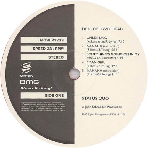 DOG OF TWO HEAD (2020 REISSUE) Label Side A