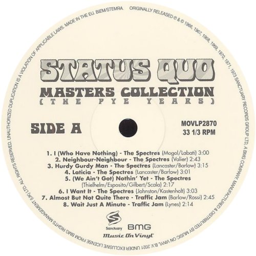 MASTERS COLLECTION (THE PYE YEARS) Label Disc 1 Side A