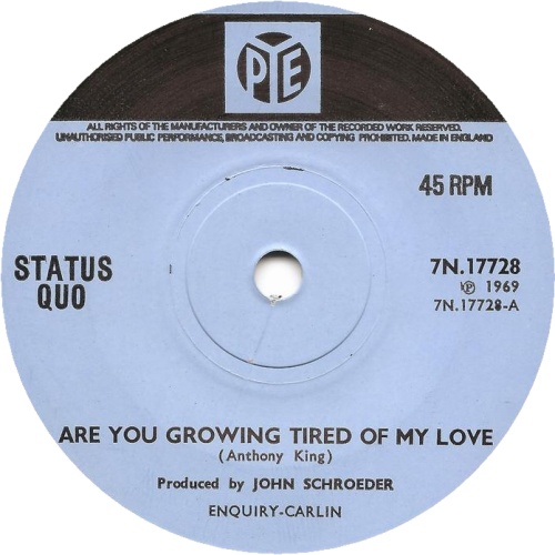 ARE YOU GROWING TIRED OF MY LOVE Standard issue 2: Solid centre Side A