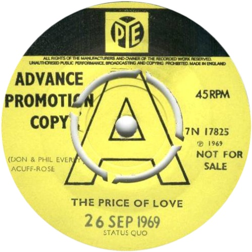 THE PRICE OF LOVE Promo 1: Push-out centre Side A