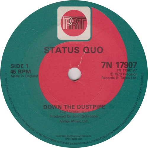 DOWN THE DUSTPIPE 1980s Reissue: PRT Label Side A