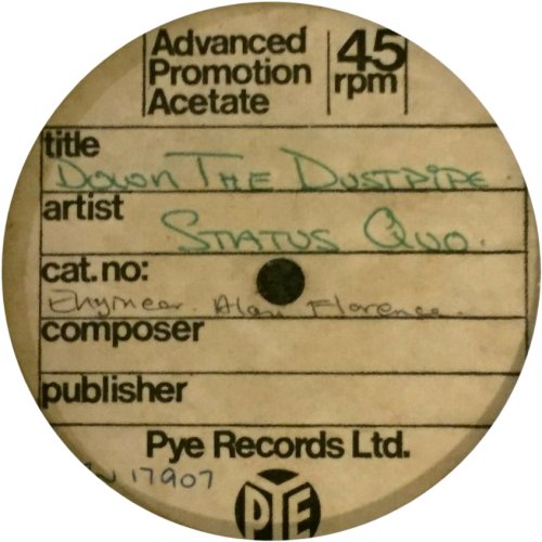 DOWN THE DUSTPIPE Acetate Label