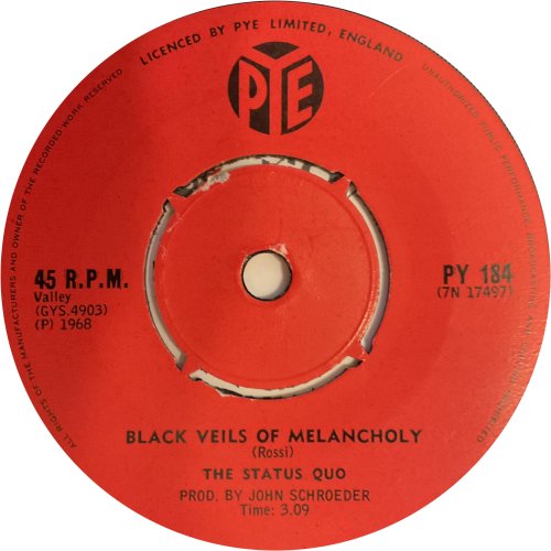 BLACK VEILS OF MELANCHOLY South Africa Label Side A