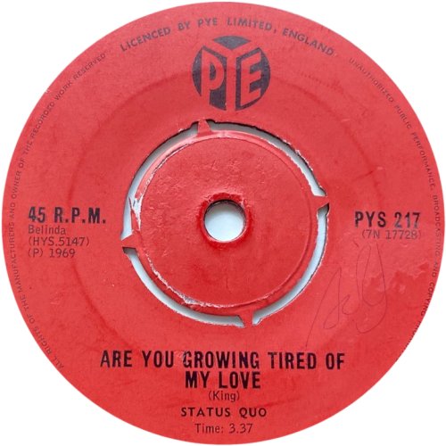 ARE YOU GROWING TIRED OF MY LOVE South Africa Label Side A