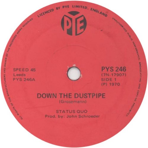 DOWN THE DUSTPIPE South Africa Label 1 Side A