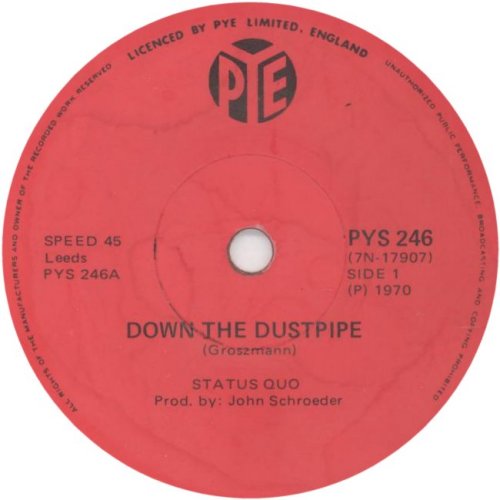 DOWN THE DUSTPIPE South Africa Label 3 Side A