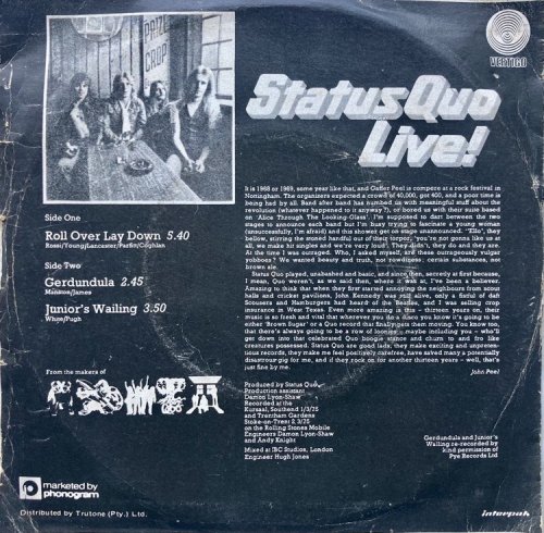 ROLL OVER LAY DOWN Picture Sleeve Rear