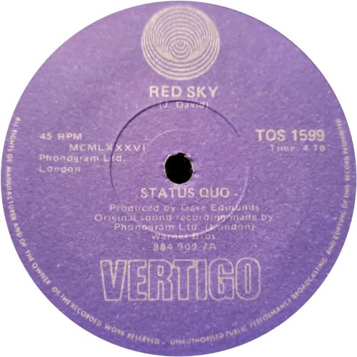 RED SKY South Africa Label Side A