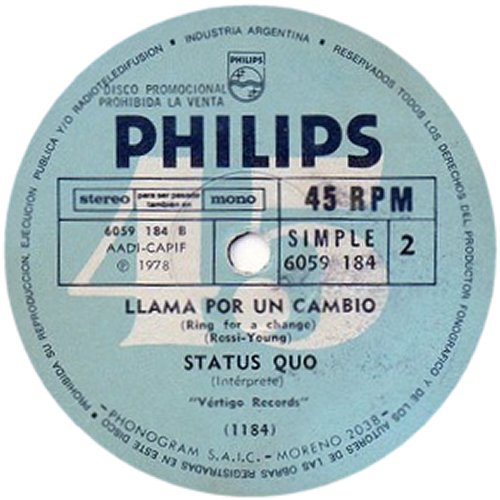 ROCKIN' ALL OVER THE WORLD Promo Side B