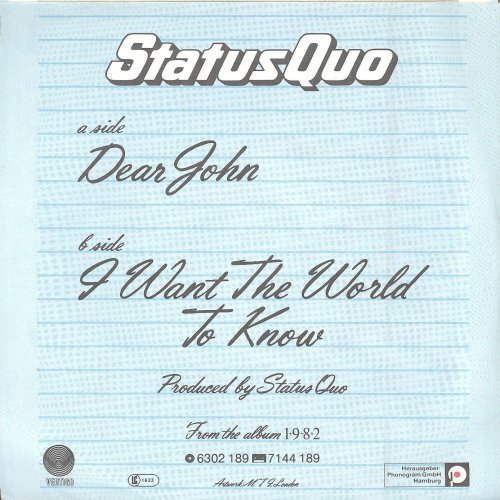 DEAR JOHN Picture Sleeve 1 Rear