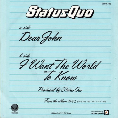 DEAR JOHN Picture Sleeve 2 Rear
