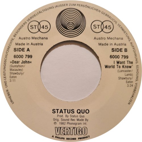 DEAR JOHN Label Side A