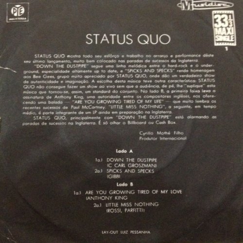 DOWN THE DUSTPIPE (EP) Picture Sleeve Rear