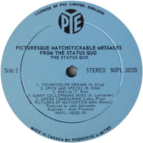 PICTURESQUE MATCHSTICKABLE MESSAGES ... Standard Blue Label Side B