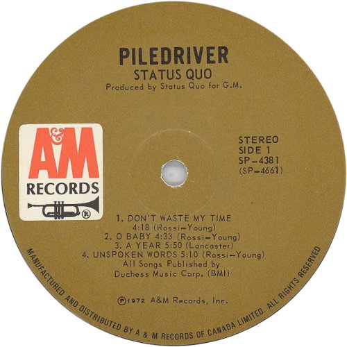 PILEDRIVER Mustard Label Side A