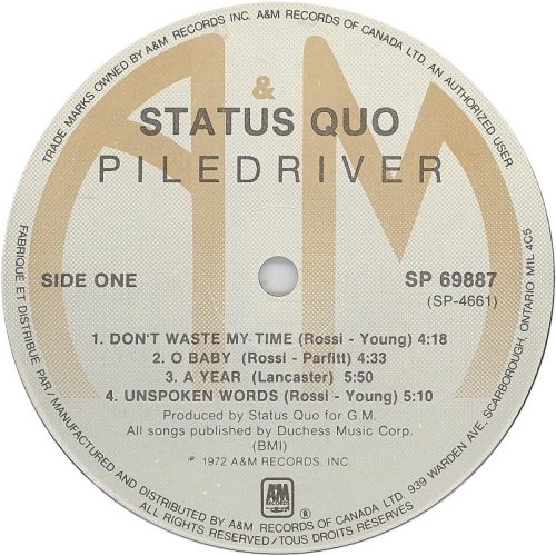 PILEDRIVER (REISSUE) Reissue Label Side A