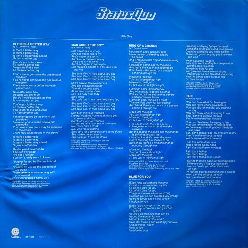 STATUS QUO (BLUE FOR YOU) Lyric Sheet Side A