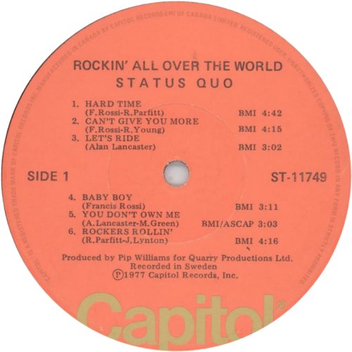 ROCKIN' ALL OVER THE WORLD Salmon / Gold Label Side A
