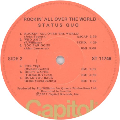 ROCKIN' ALL OVER THE WORLD Salmon / Gold Label Side B