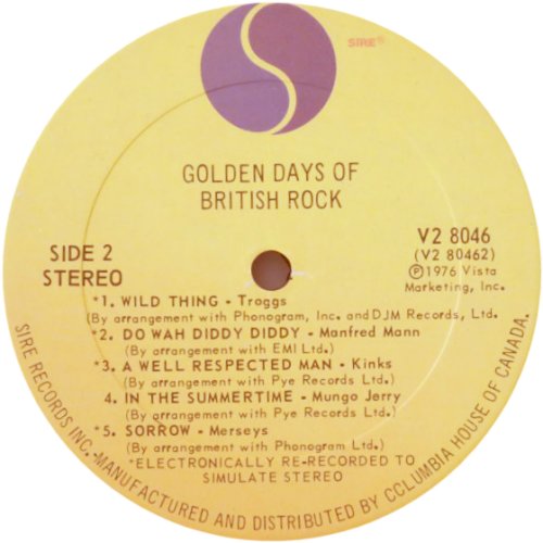 GOLDEN DAYS OF BRITISH ROCK Label - Disc 2 Side B