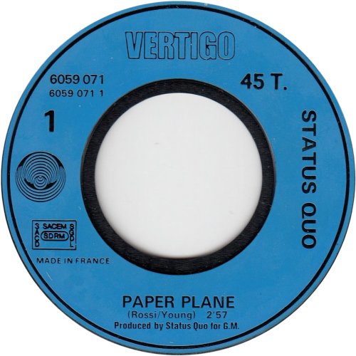 PAPER PLANE Blue Injection Label Side A