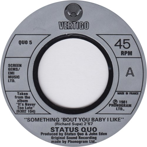 SOMETHING 'BOUT YOU BABY I LIKE Dinked Silver Injection Label for UK Side A