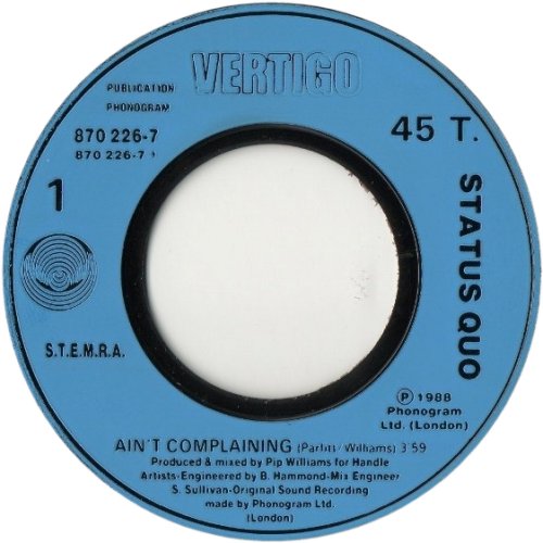 AIN'T COMPLAINING Blue Injection Label Side A