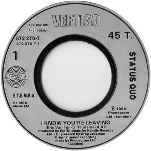 I KNOW YOU'RE LEAVING Silver Injection Label Side A