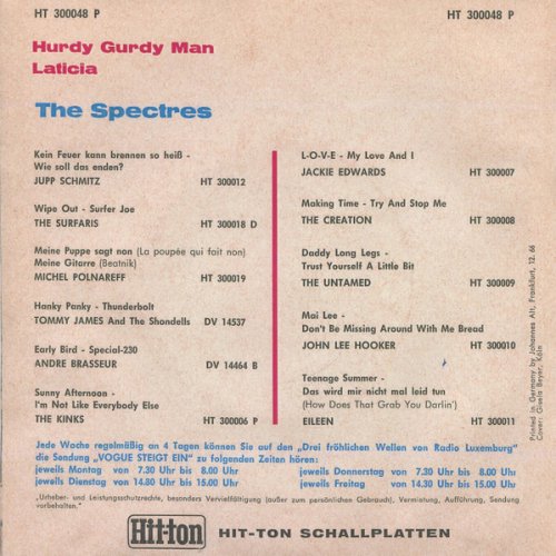 HURDY GURDY MAN Picture Sleeve Rear