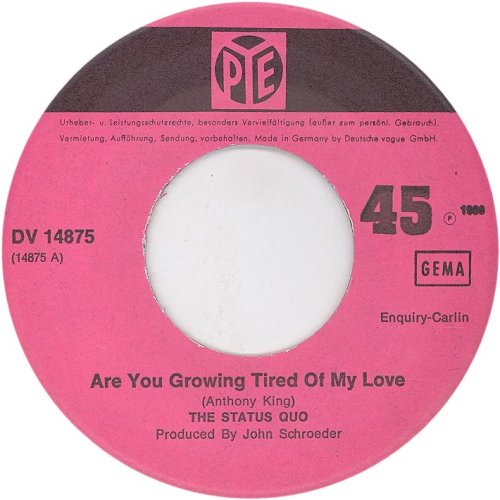 ARE YOU GROWING TIRED OF MY LOVE Label Side A