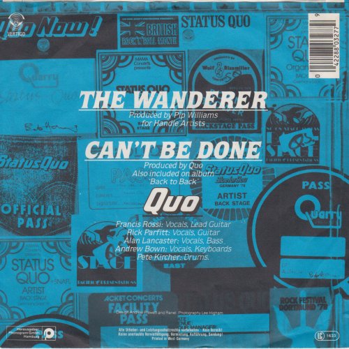 THE WANDERER Picture Sleeve Rear