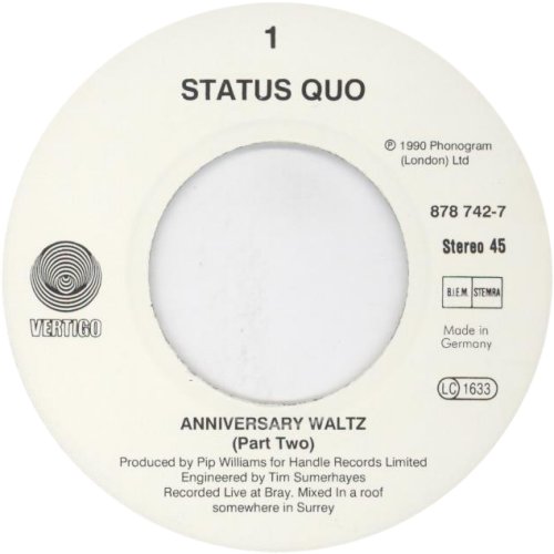 THE ANNIVERSARY WALTZ (PART TWO) Label Side A
