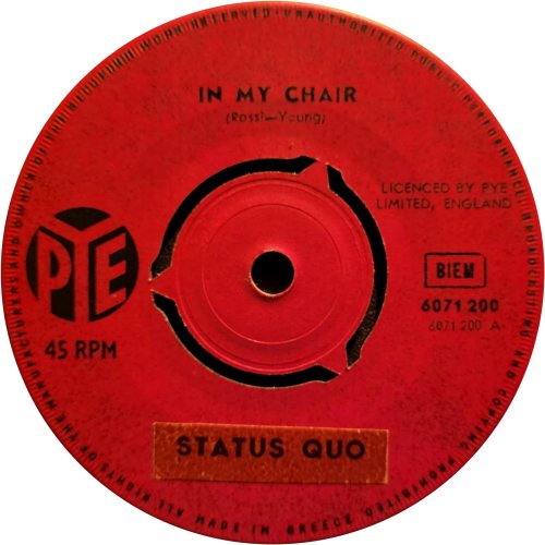 IN MY CHAIR 1st issue: Push-out Centre with Sticker Side A