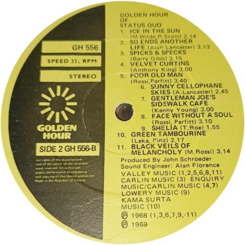 GOLDEN HOUR OF Label Side B