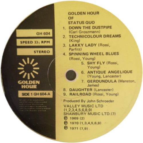 GOLDEN HOUR PRESENTS DOWN THE DUSTPIPE Label Side A