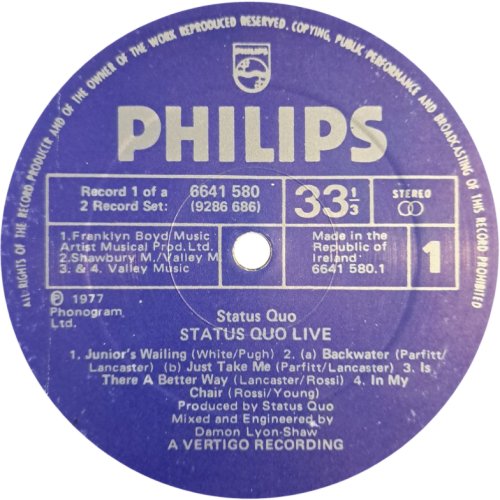 LIVE Disc 1 Label Side A