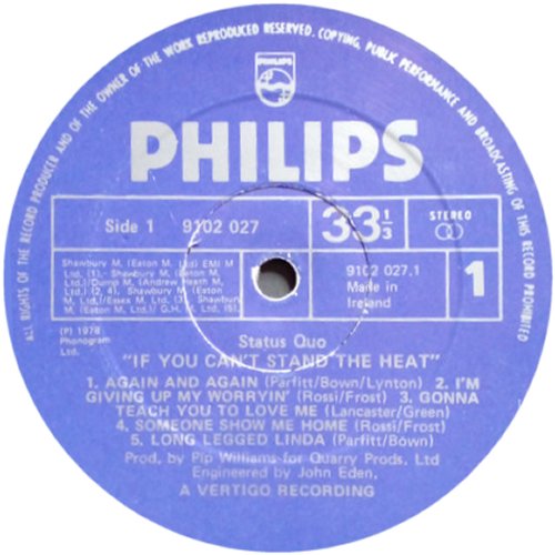 IF YOU CAN'T STAND THE HEAT Label Side A