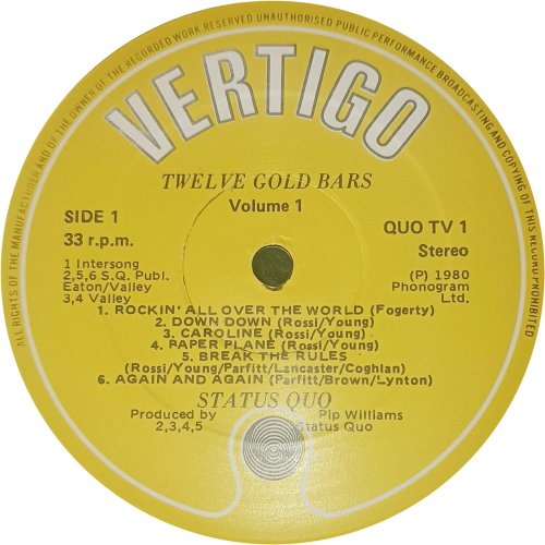 12 GOLD BARS Label 2 Side A