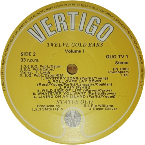 12 GOLD BARS Label 2 Side B