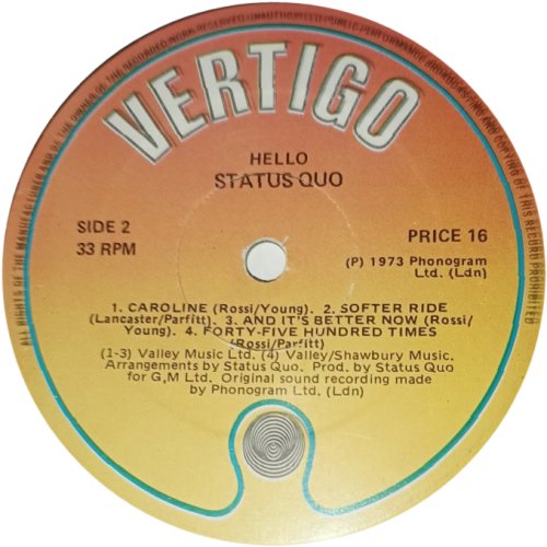 HELLO (REISSUE) Label Side B