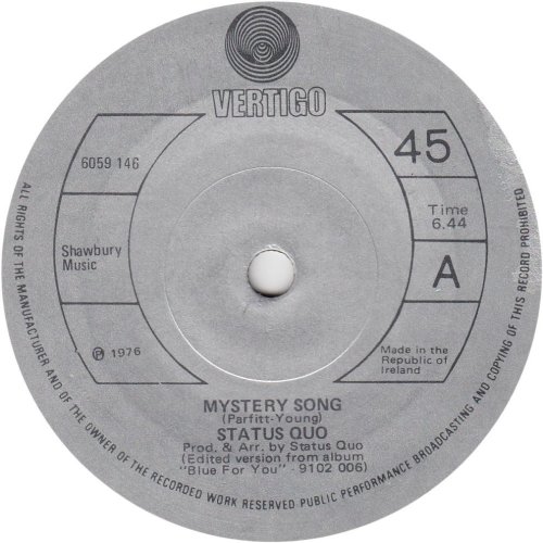 MYSTERY SONG Label - Version 1 Side A