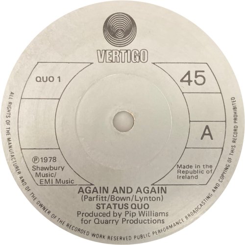 AGAIN AND AGAIN Label Side A