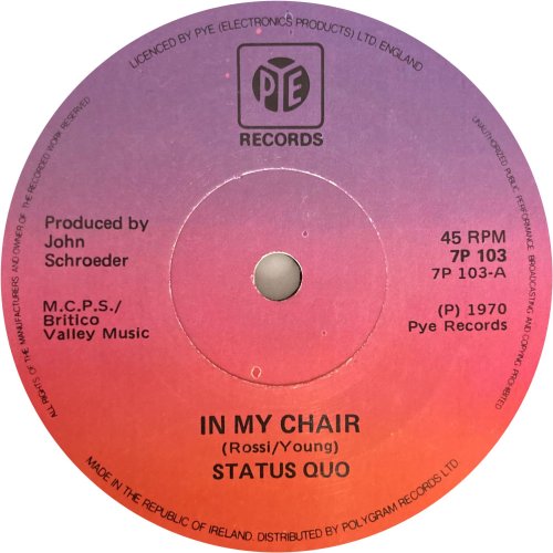 IN MY CHAIR (REISSUE) Label Side A