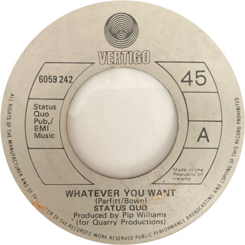 WHATEVER YOU WANT Label - Large centre Side A