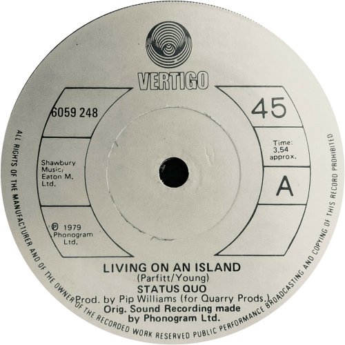 LIVING ON AN ISLAND Label - Solid centre Side A