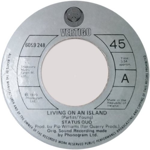 LIVING ON AN ISLAND Label - Large centre Side A